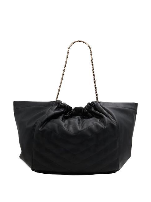 call it spring black quilted tote handbag