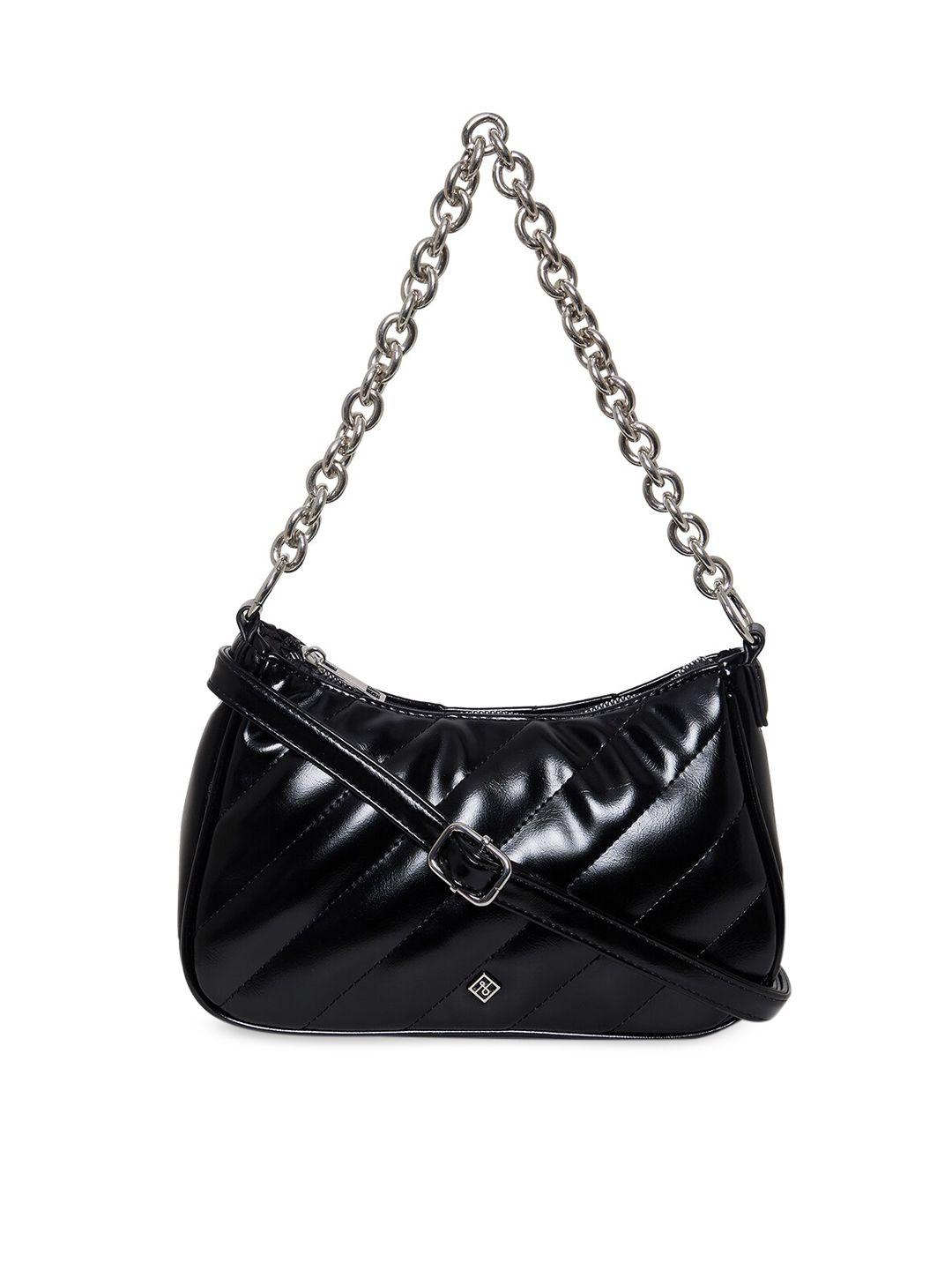 call it spring black structured hobo bag