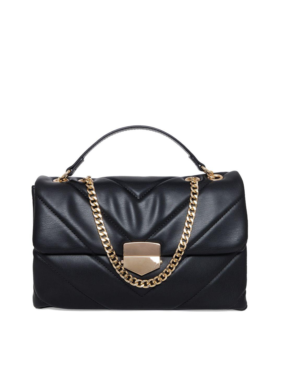 call it spring black structured satchel with quilted