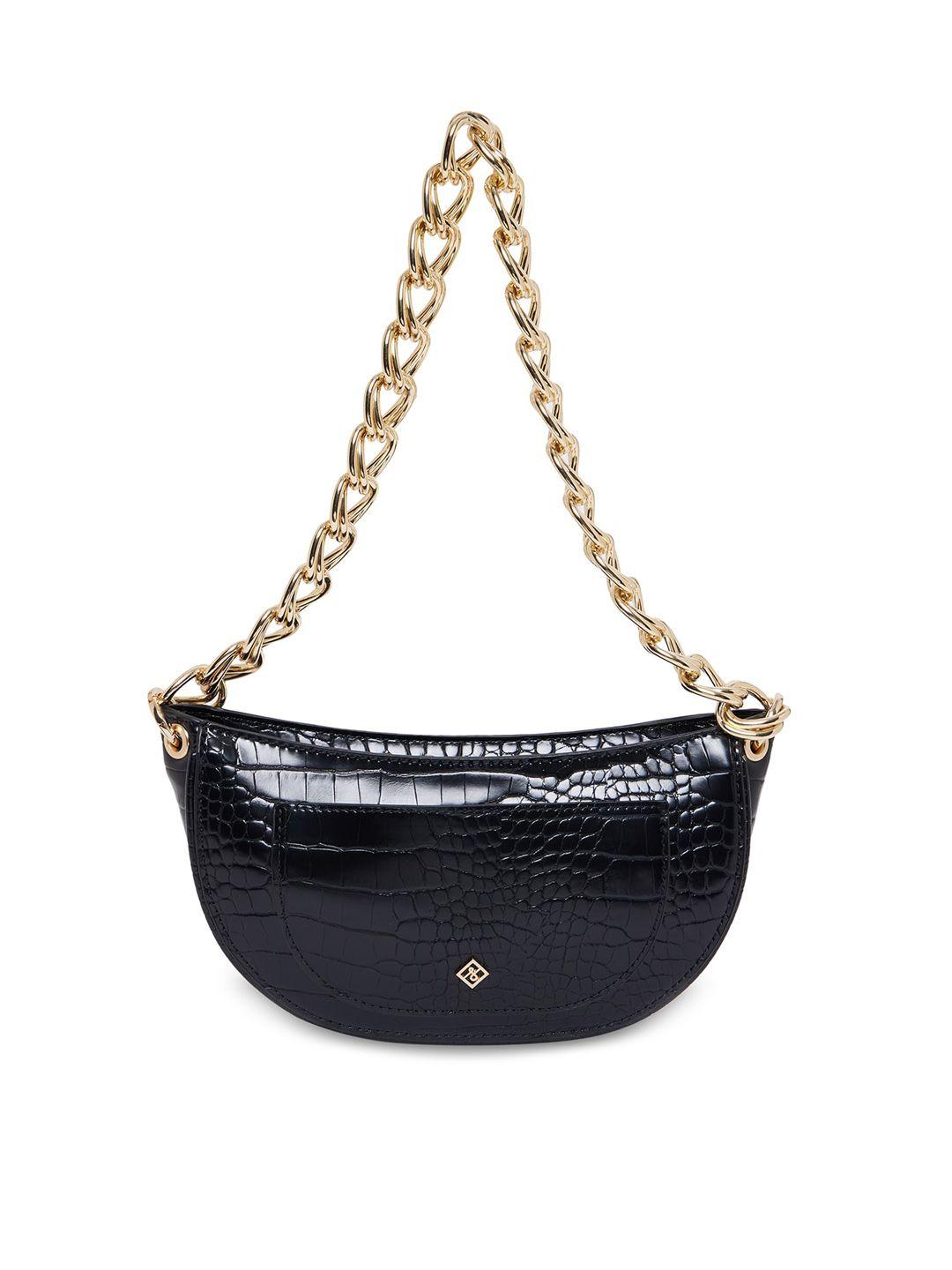 call it spring black textured structured handheld bag