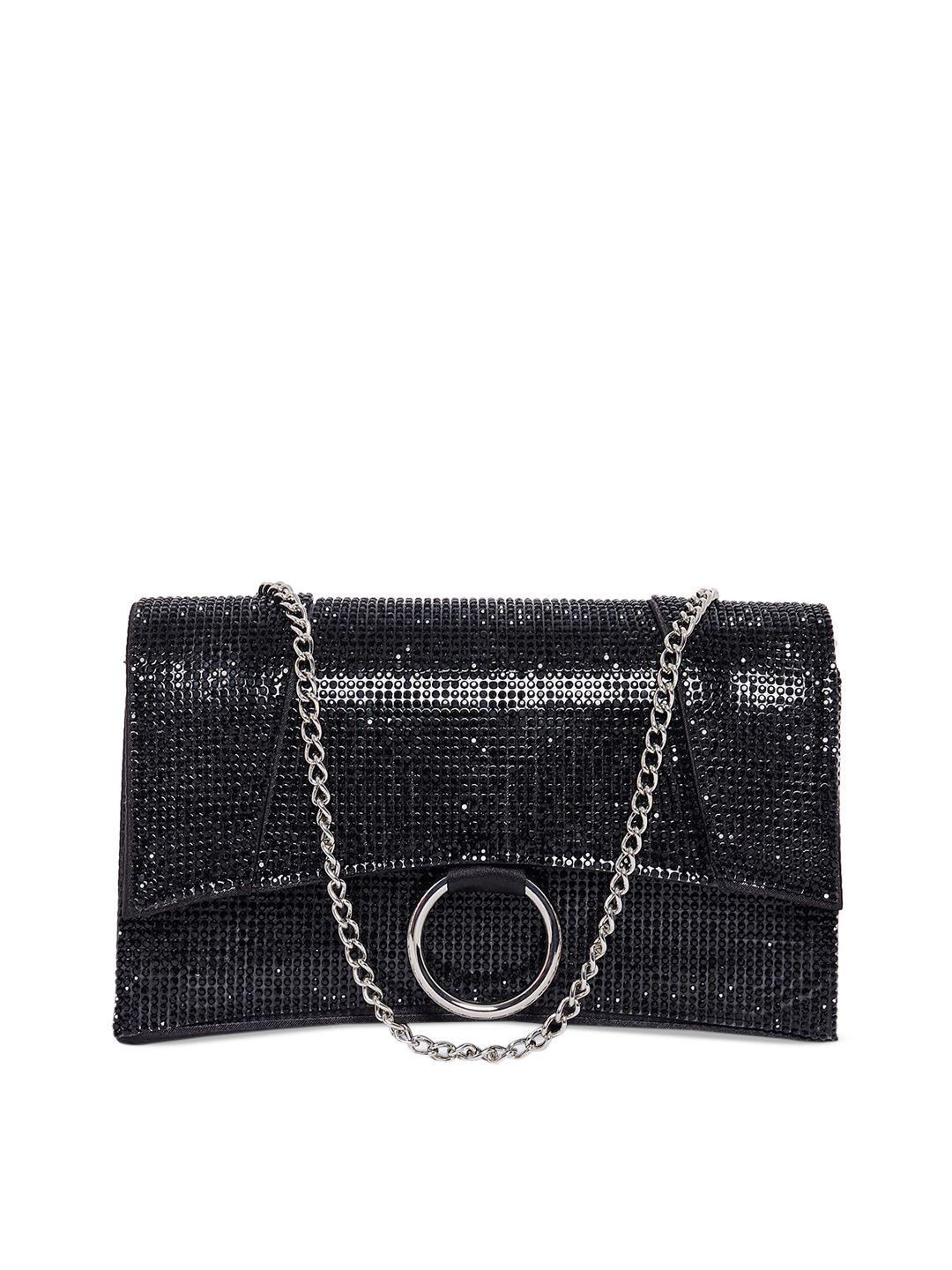 call it spring black textured structured sling bag