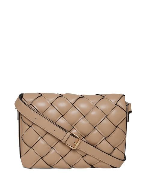 call it spring crisscross271 beige quilted medium sling handbag