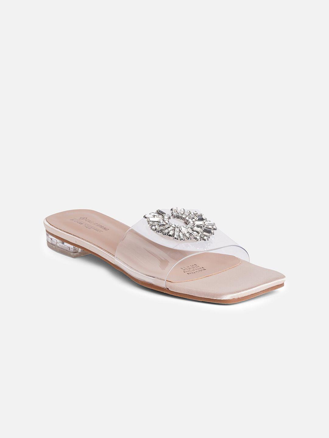 call it spring embellished open toe flats