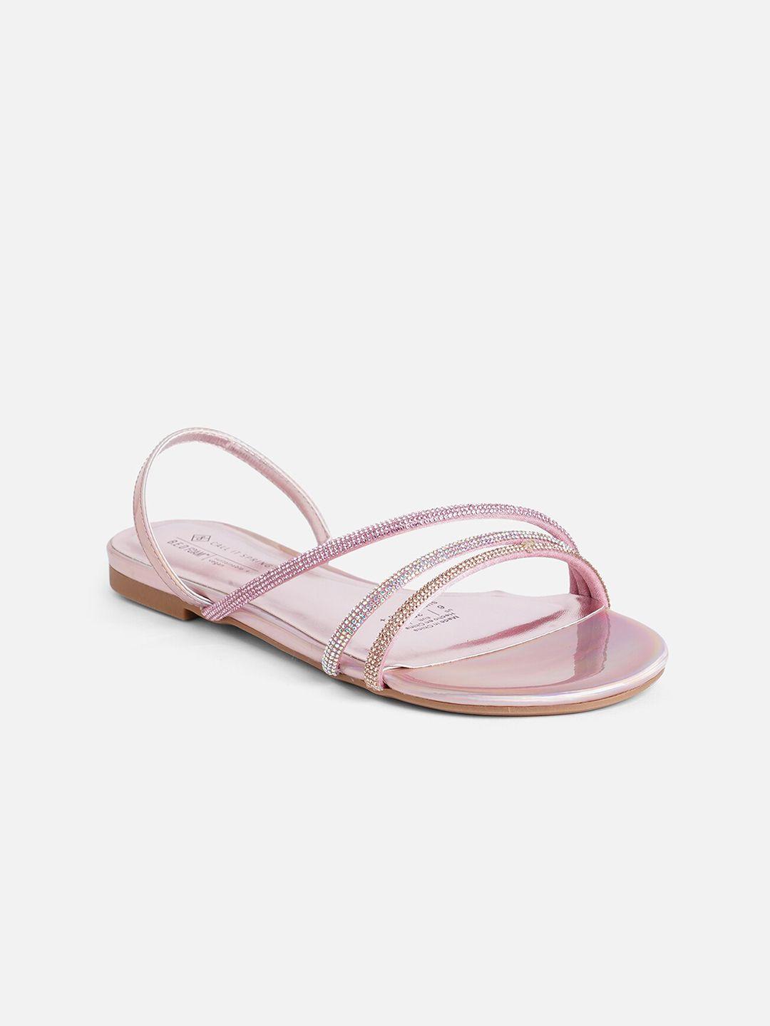call it spring embellished strappy open toe flats