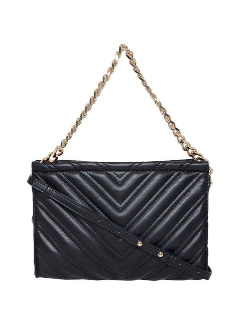 call it spring flare001 black quilted medium sling handbag