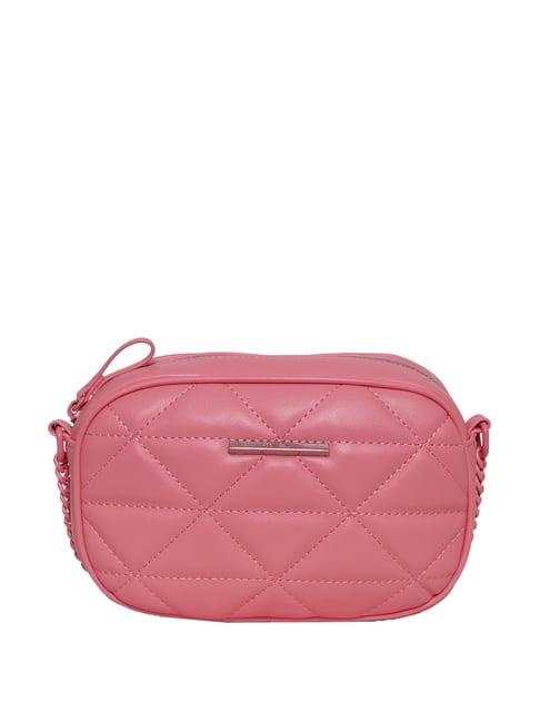 call it spring jools670 pink quilted medium sling handbag