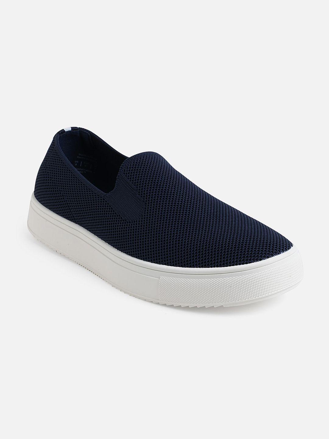 call it spring men navy blue woven design slip-on sneakers