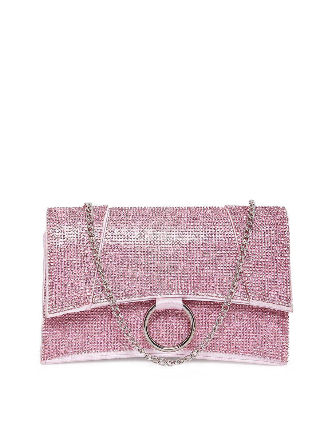 call it spring pink textured swagger handheld bag