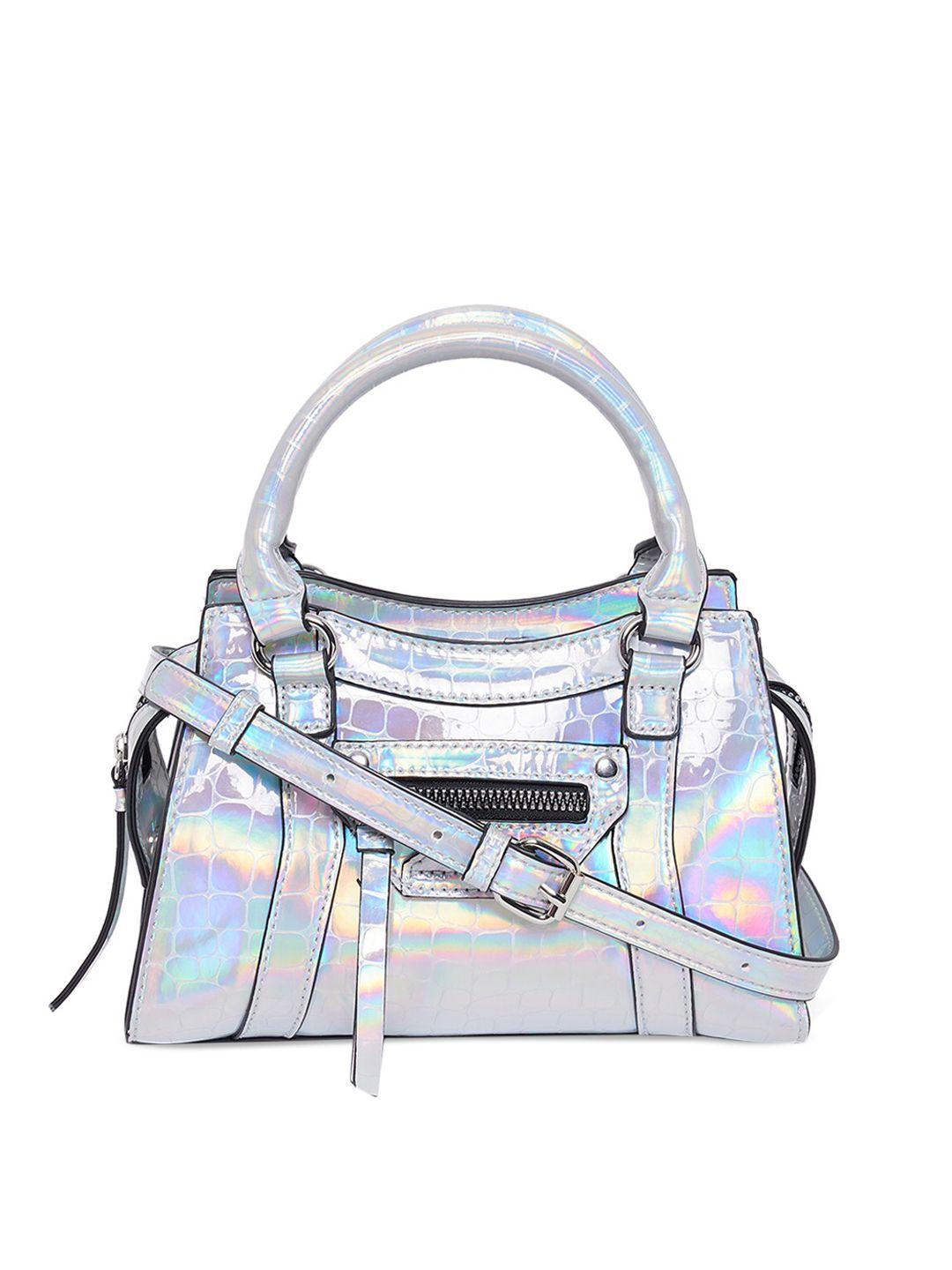 call it spring silver-toned pu swagger handheld bag