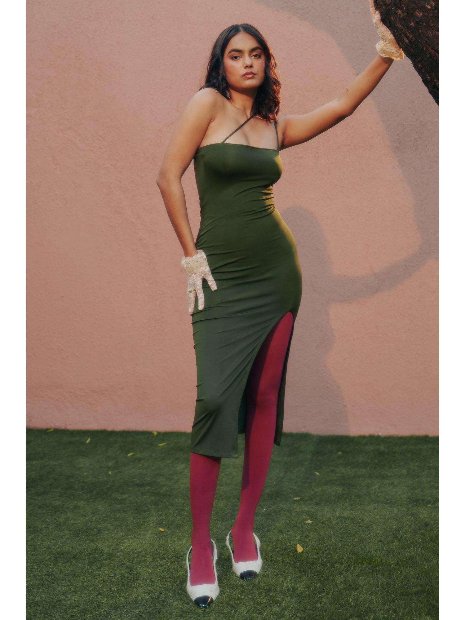 call me mommy green midi dress