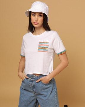 calli round-neck crochet t-shirt