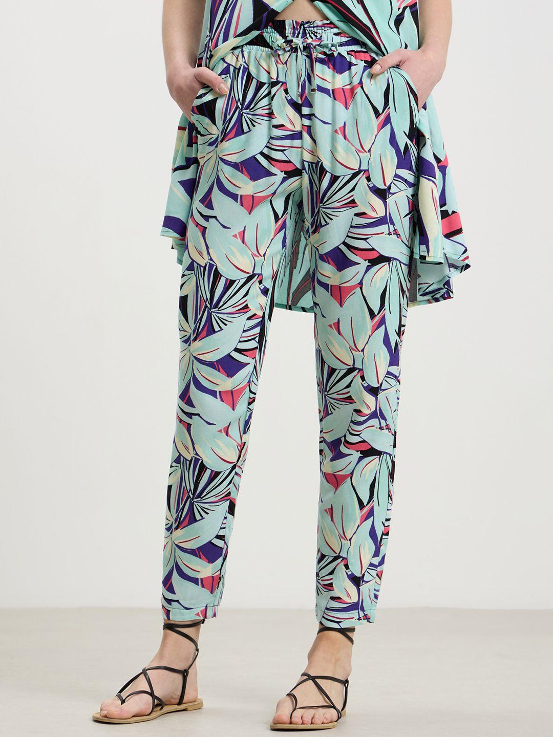 calliope women floral printed high-rise trousers