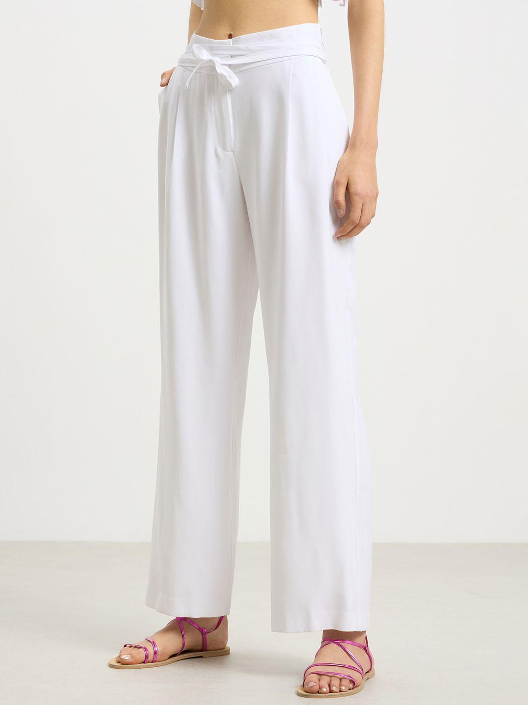 calliope women wide leg high-rise pleated trousers with belt