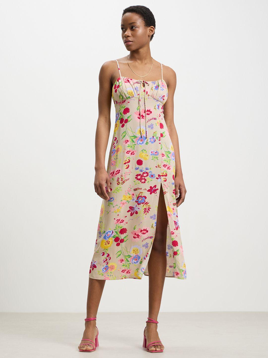 calliope floral print a-line midi dress