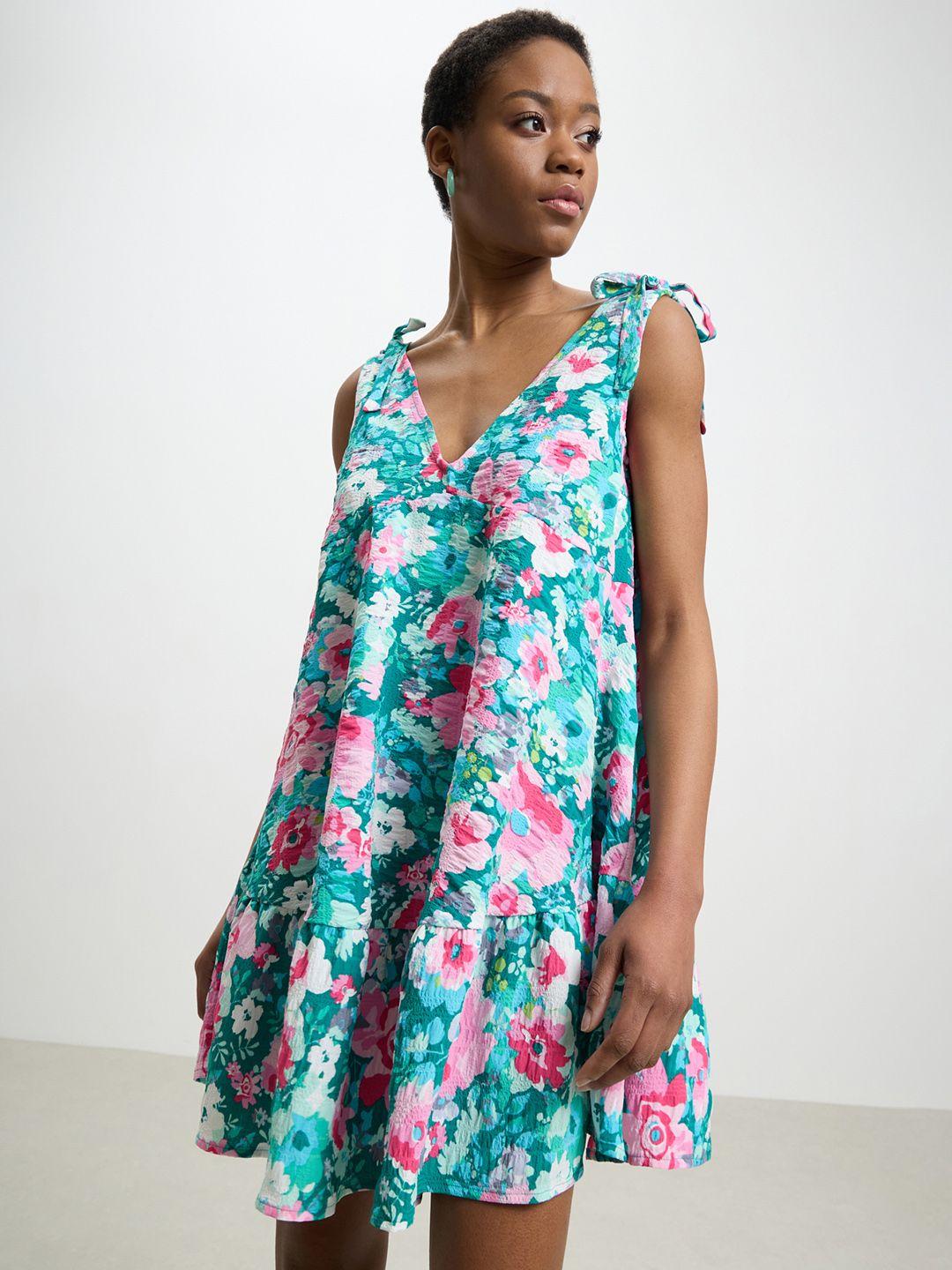 calliope floral print a-line mini dress