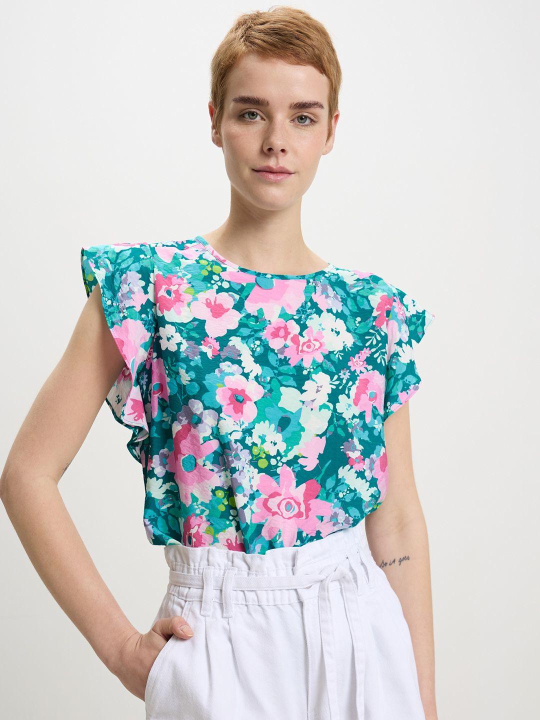 calliope floral print flutter sleeve top