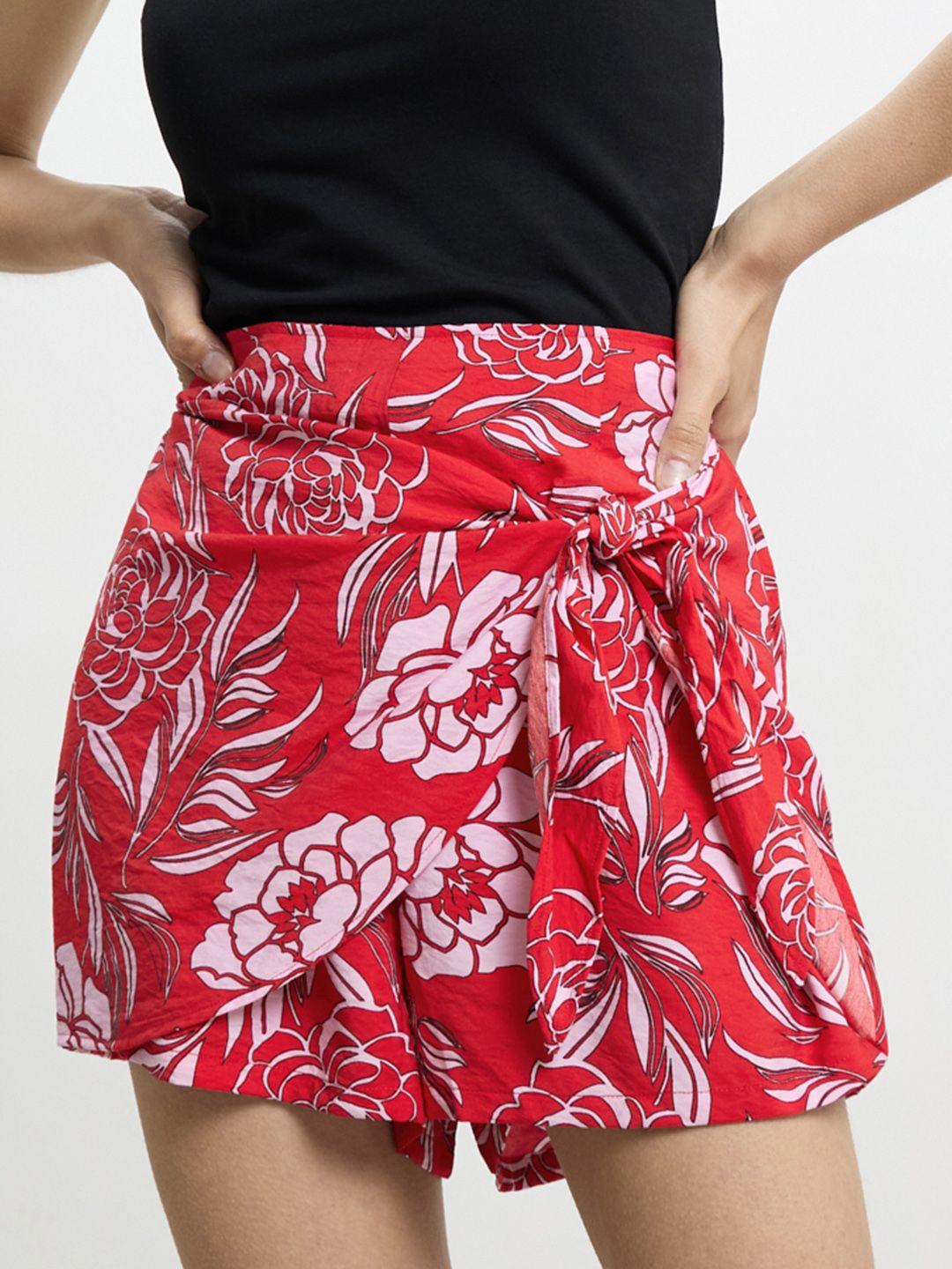 calliope floral print wrap-style skorts