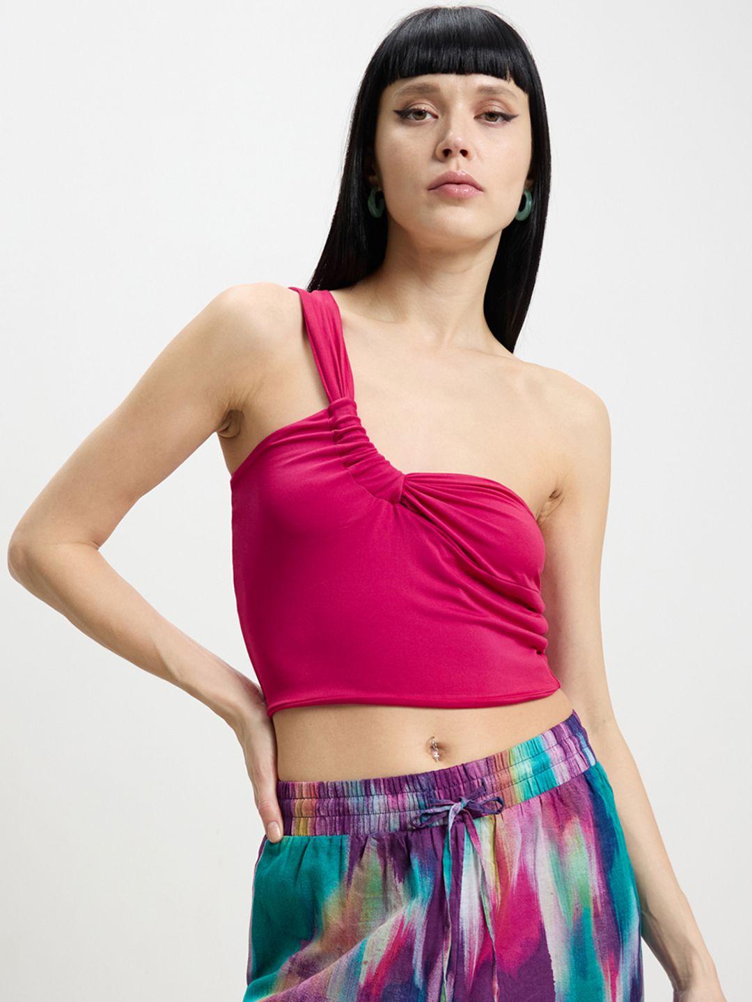 calliope one shoulder twisted crop top