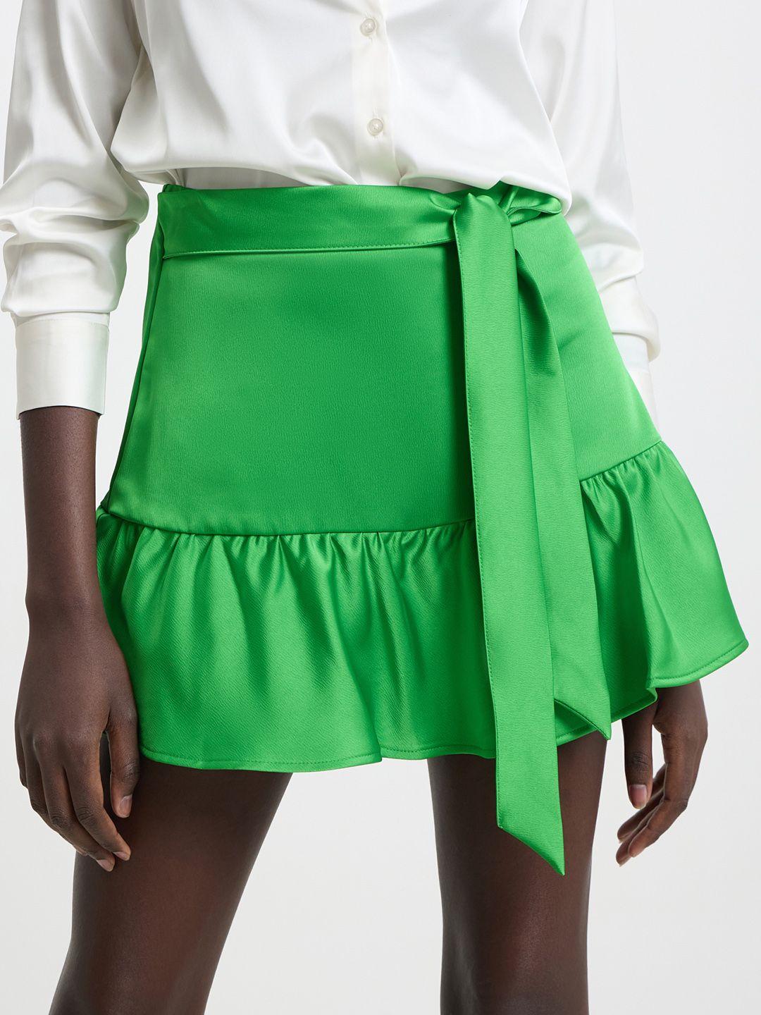 calliope solid tie-up mini flared skirt