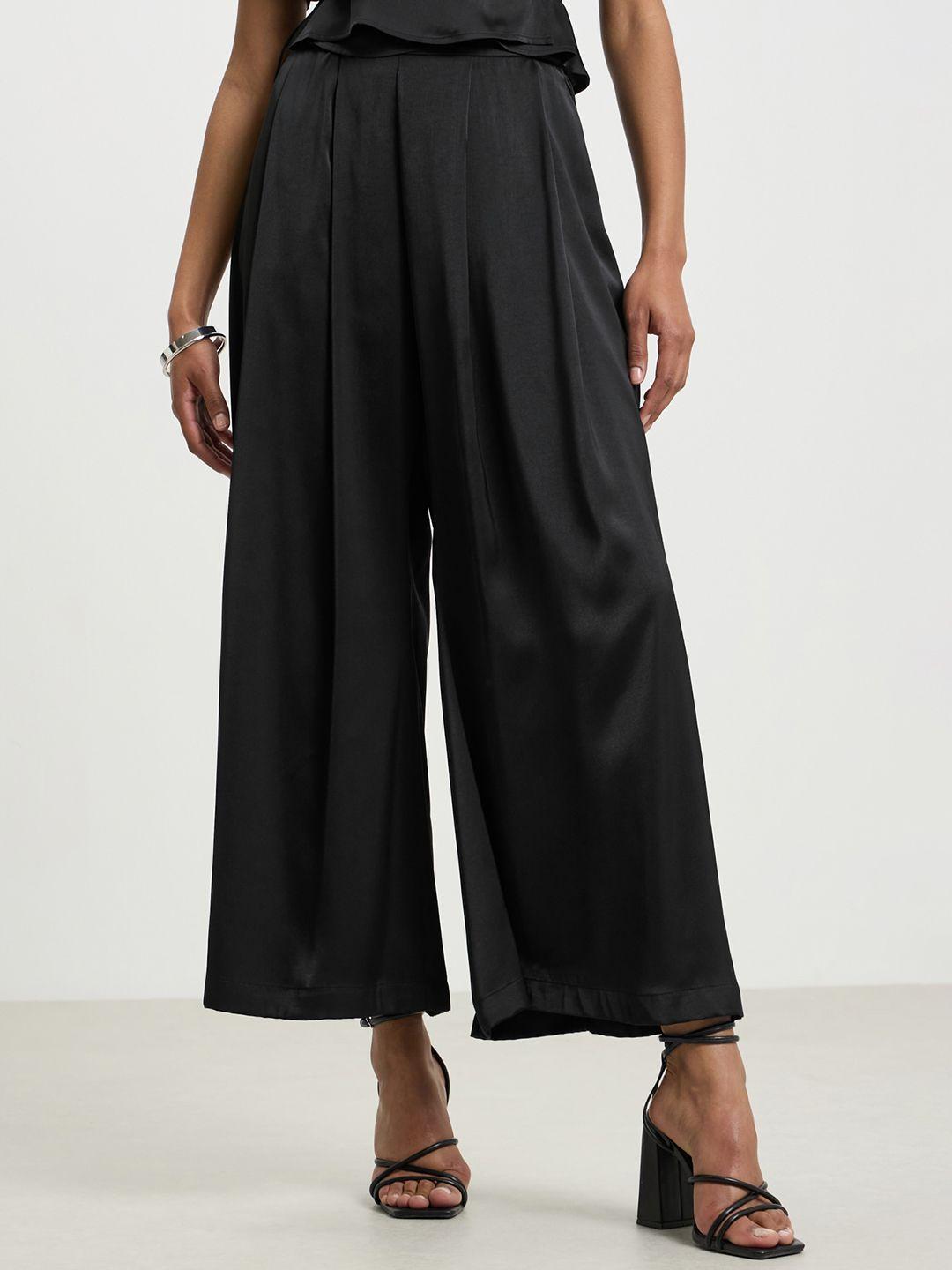 calliope women high-rise flared pleated trousers