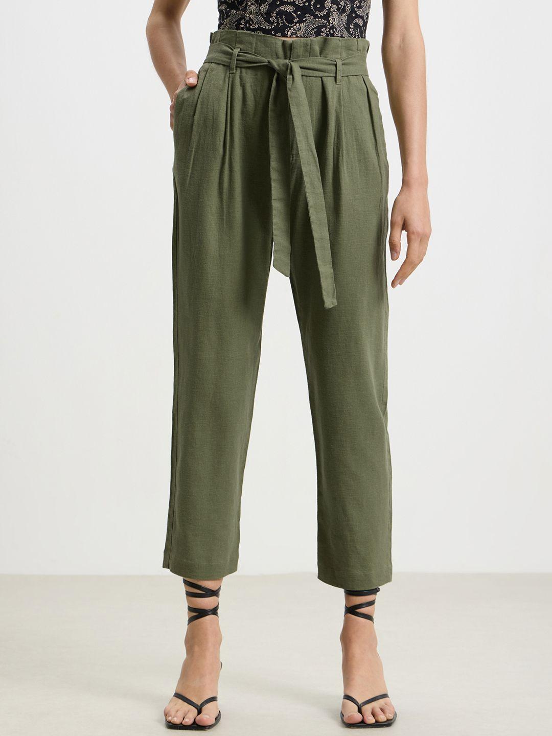calliope women straight fit high-rise pleated trousers