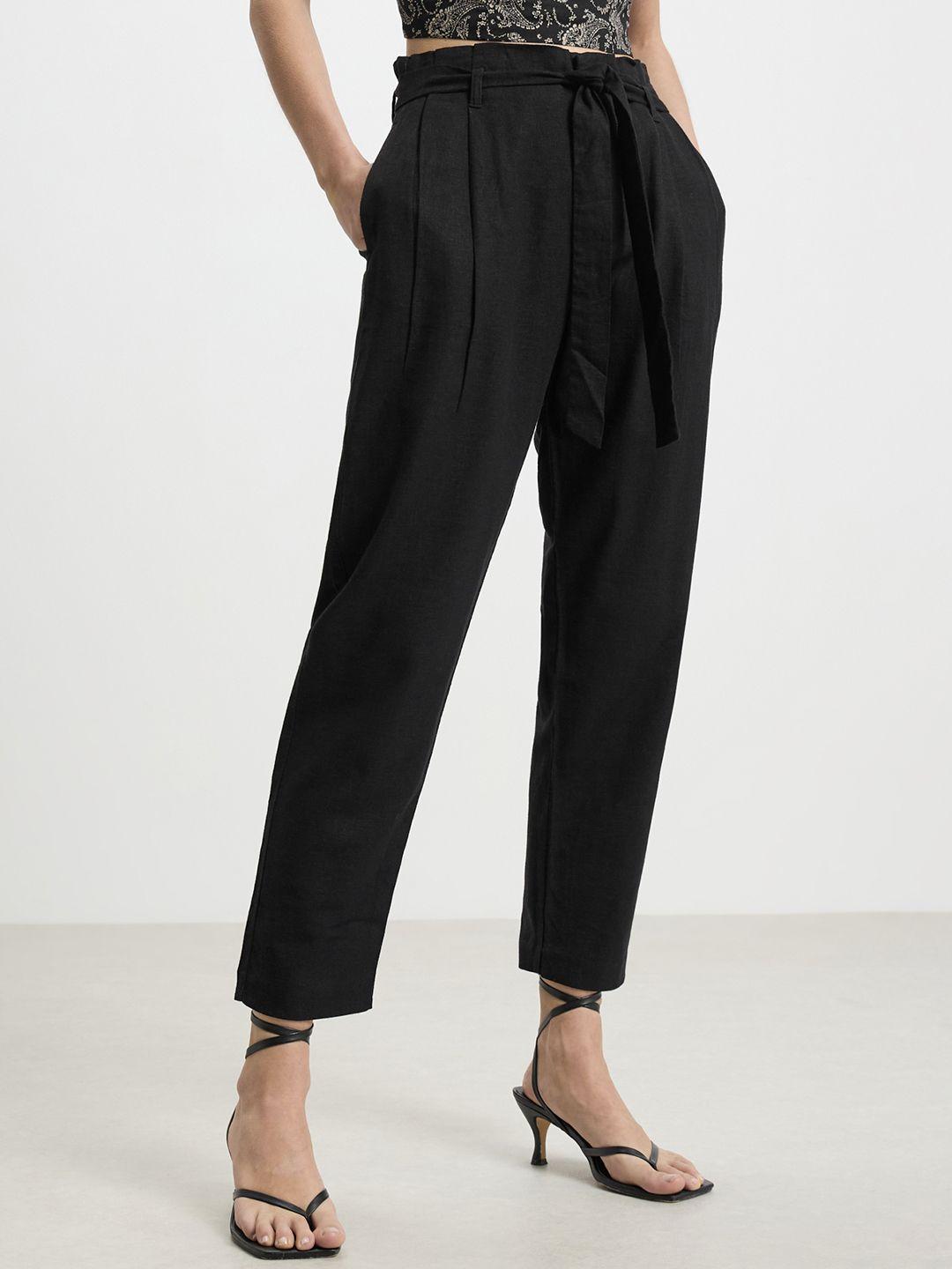 calliope women straight fit high-rise pleated trousers