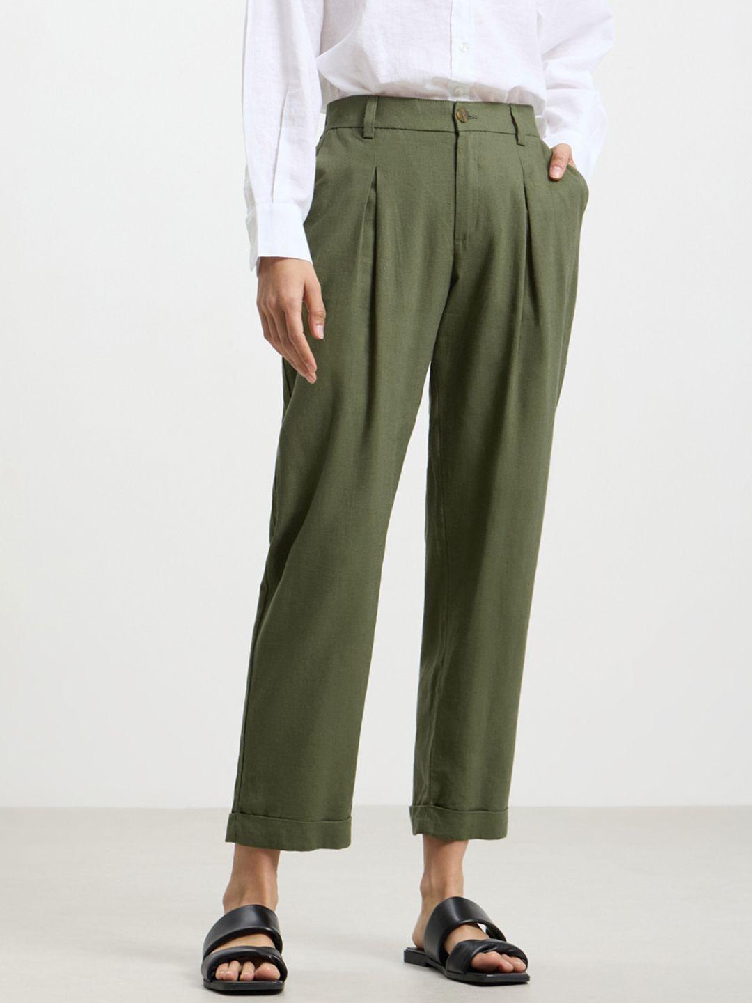 calliope women straight fit high-rise pleated trousers