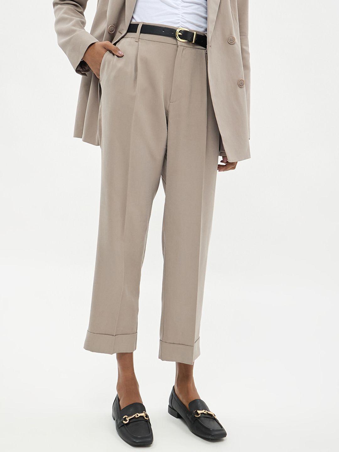 calliope women straight fit high-rise pleated trousers