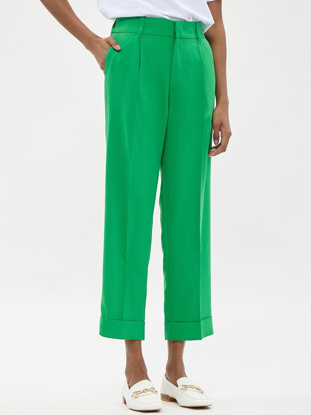 calliope women straight fit high-rise pleated trousers