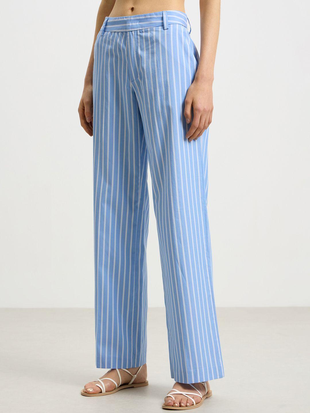 calliope women striped straight fit high-rise parallel trousers