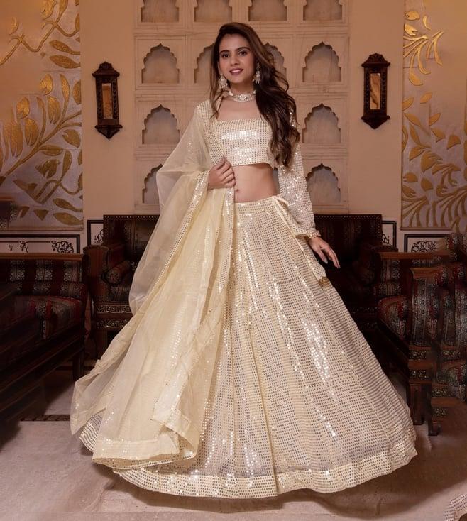 calmna bebo beige sequin lehenga set