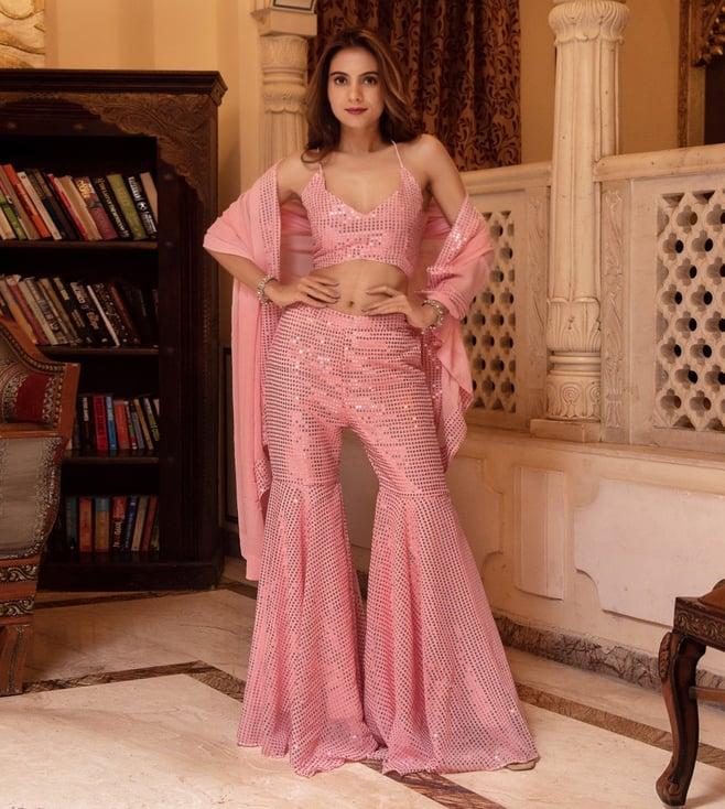 calmna bebo pink sequin top with sharara