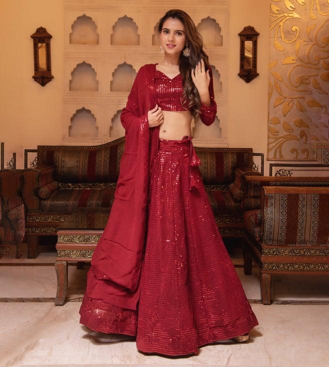 calmna bebo red sequin lehenga set