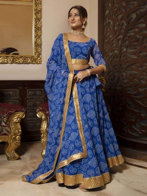 calmna blue bloom floral gotapatti lehenga set