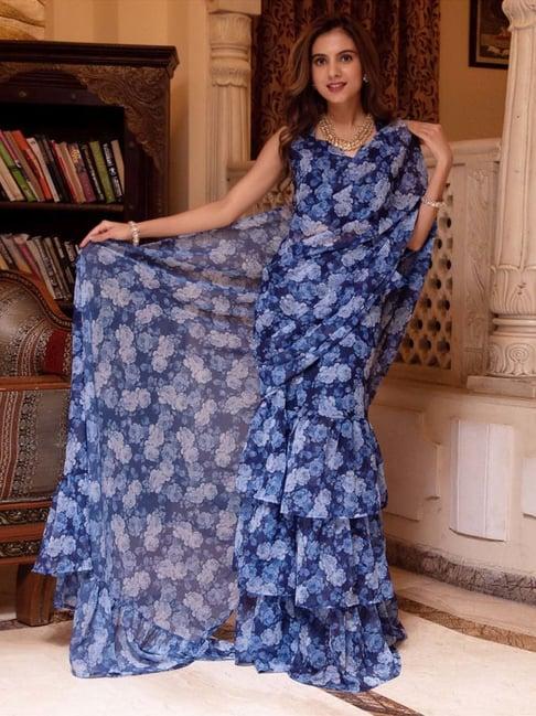 calmna rain of blue ready to drape saree