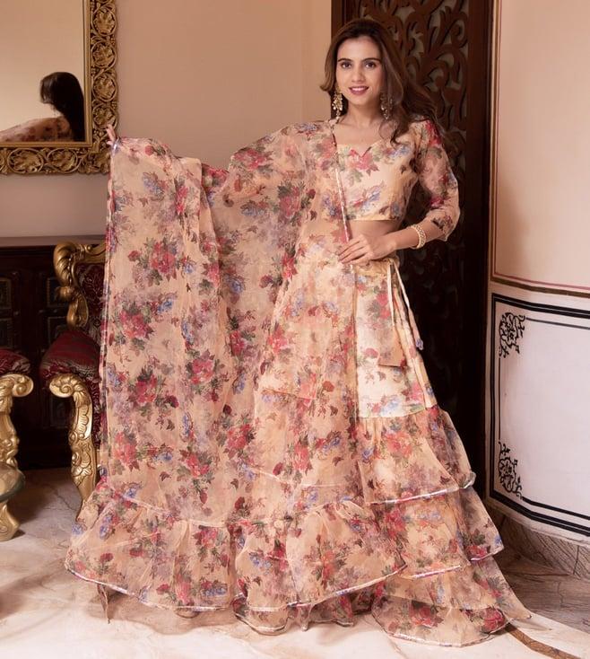 calmna shaman beige organza gotapatti lehenga set