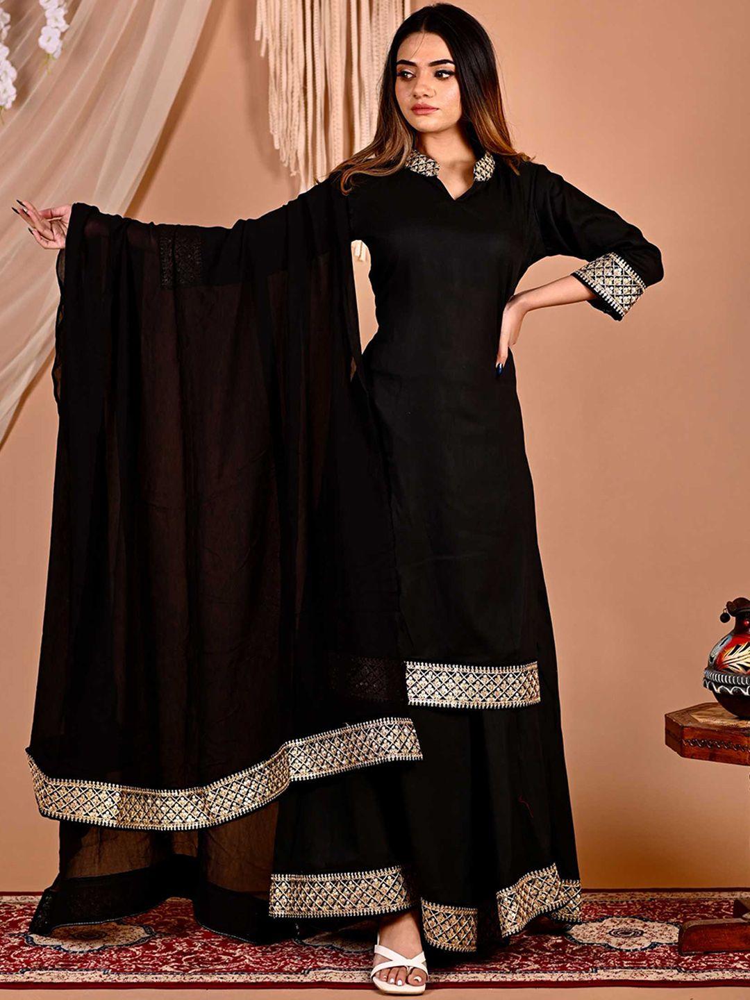 calmna women sequinned kurta with skirt & with dupatta