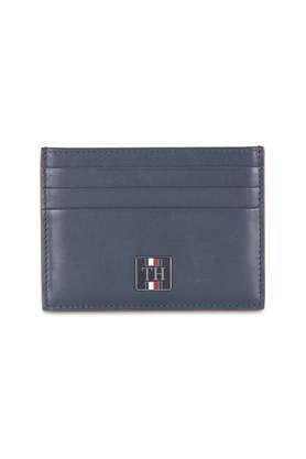 calogero leather formal men's card holder - navy