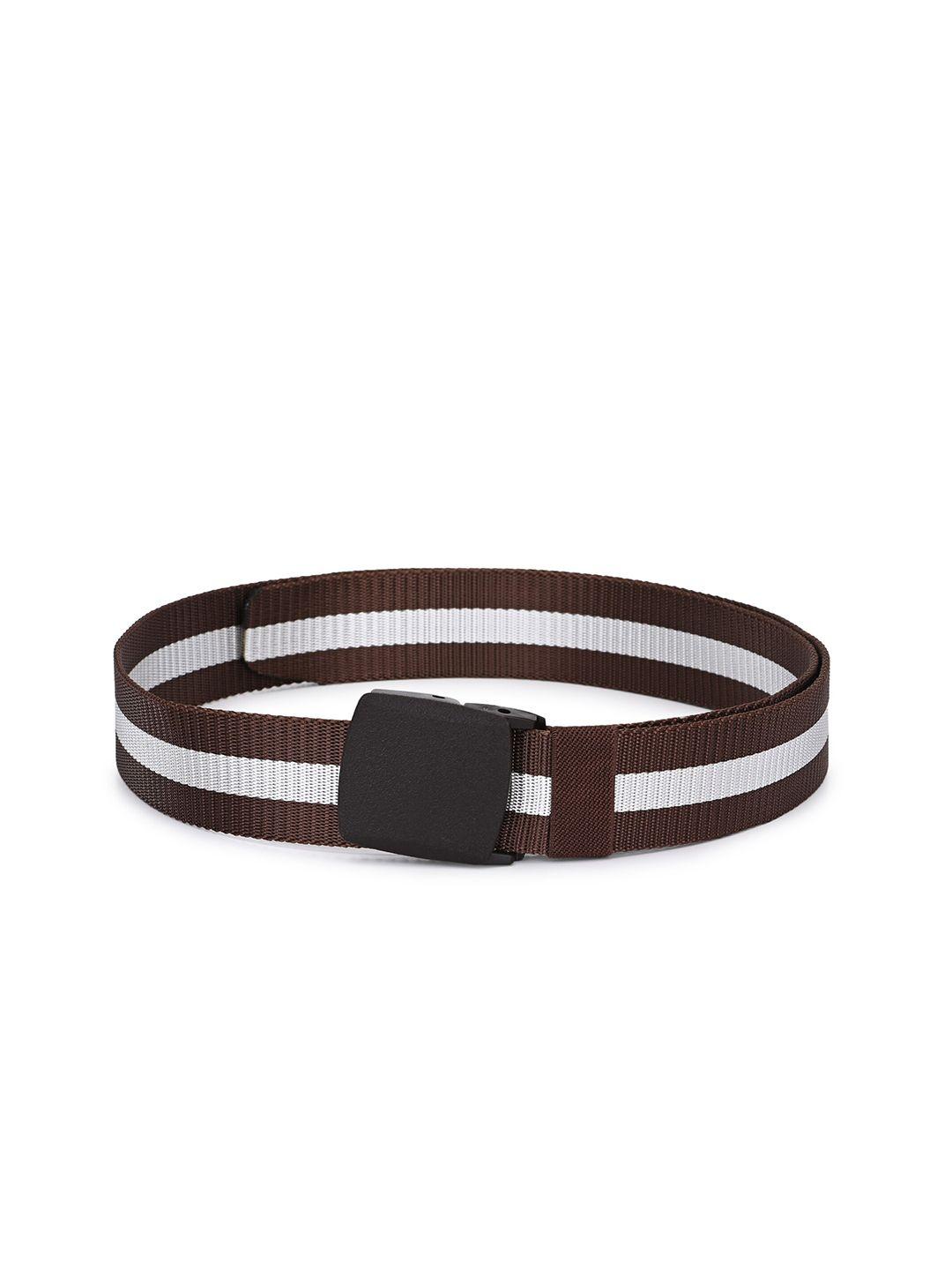 calvadoss girls brown & white striped canvas belt