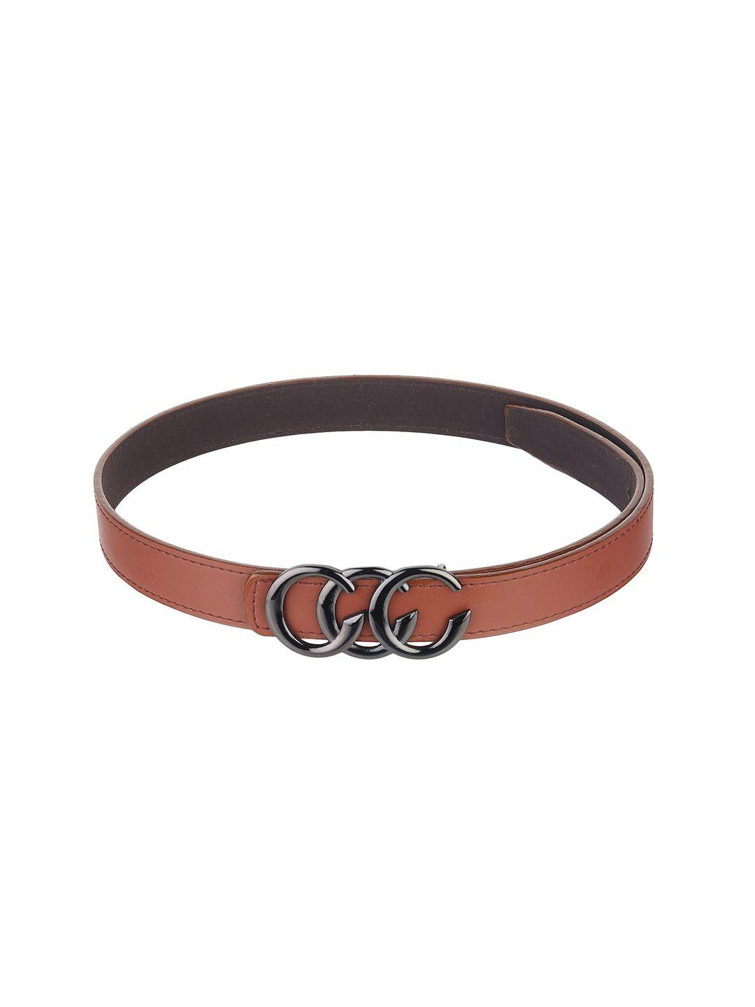 calvadoss girls solid brown synthetic leather belt