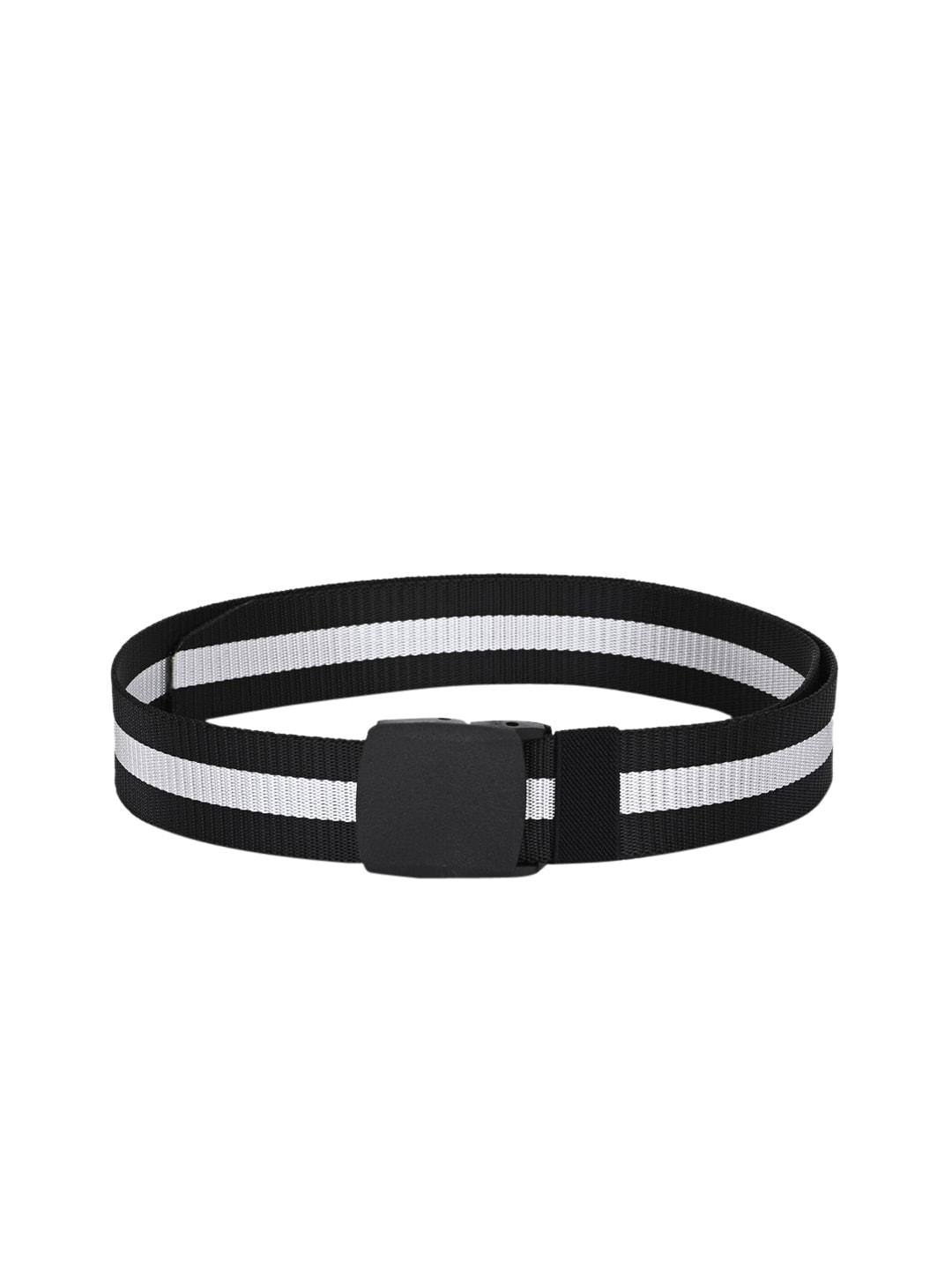 calvadoss men black & white striped belt
