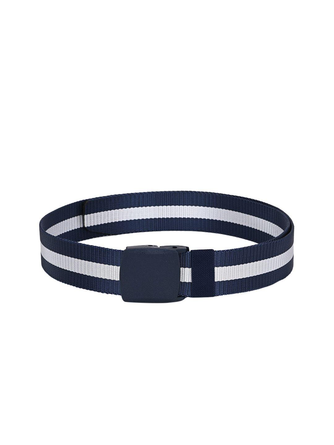 calvadoss men navy blue & white striped belt