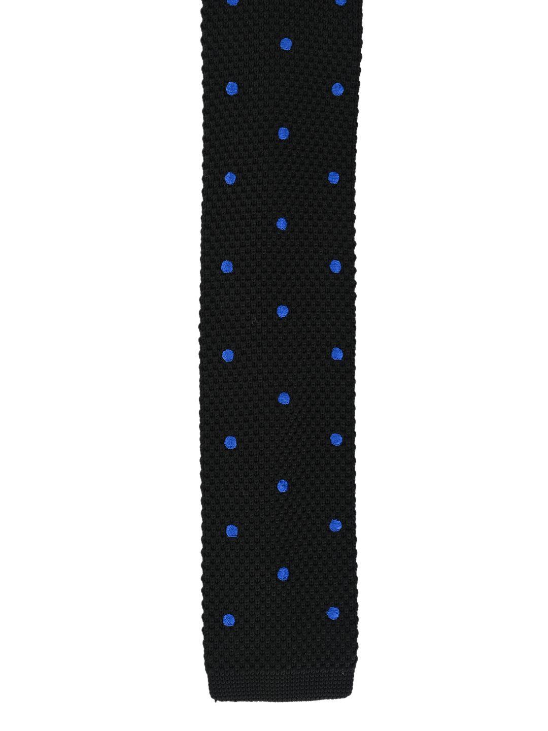 calvadoss black & blue woven design skinny tie