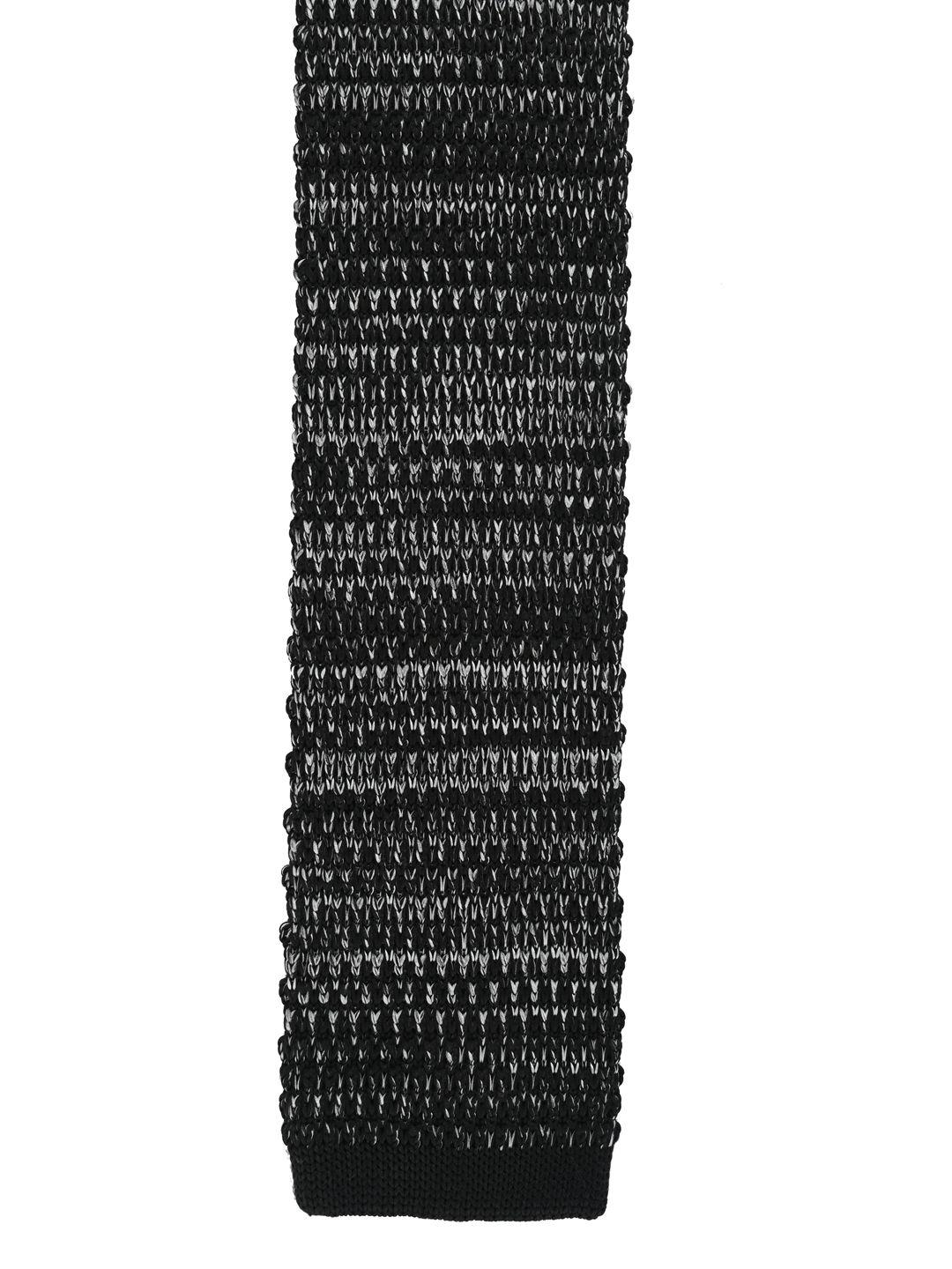 calvadoss black & grey woven design skinny tie