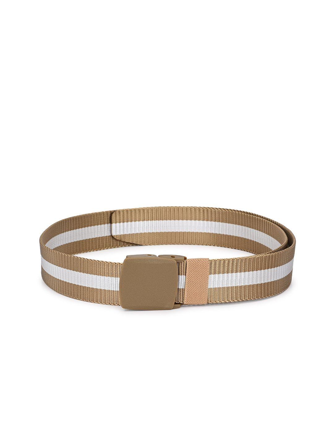 calvadoss girls beige woven design polyester canvas belt