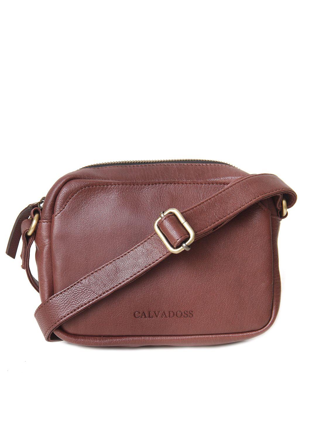 calvadoss leather structured sling bag