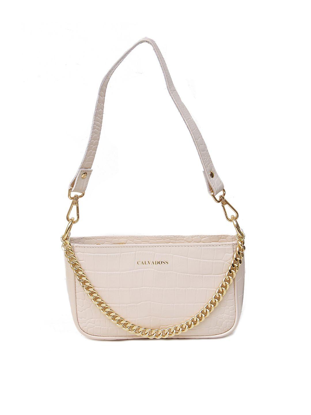 calvadoss leather textured half moon shoulder bag