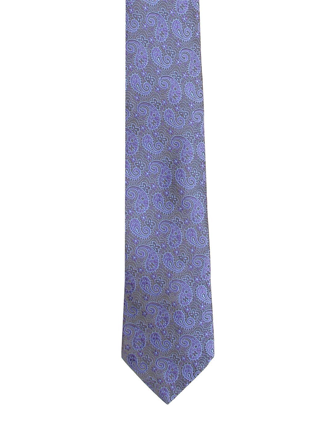 calvadoss men blue & grey woven design broad tie