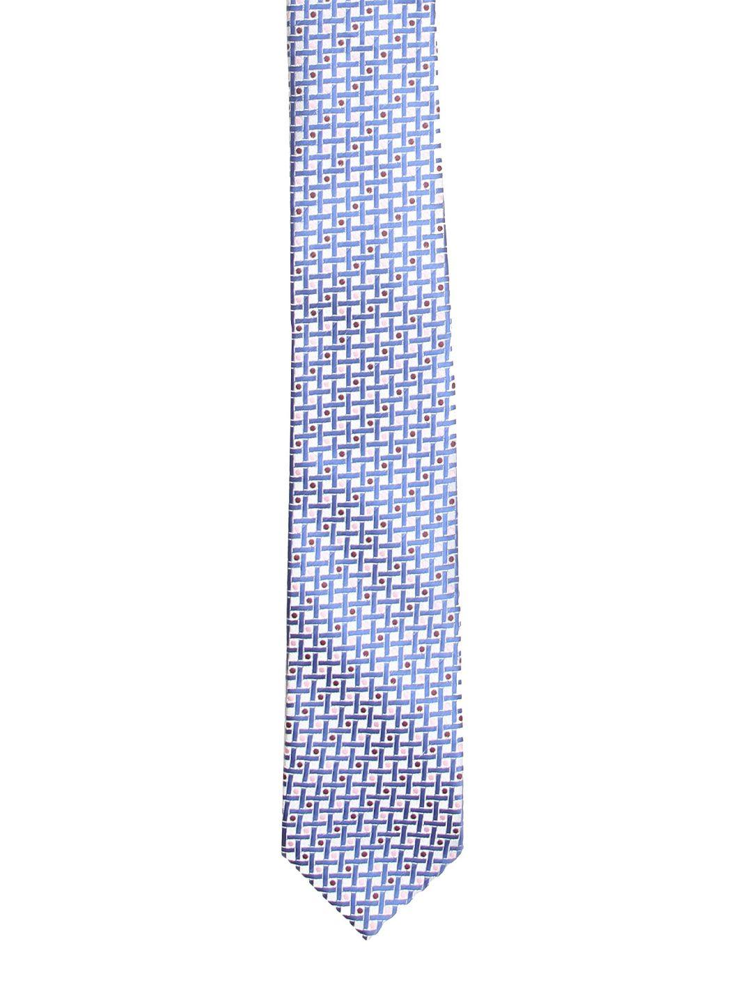 calvadoss men blue & white checked broad tie