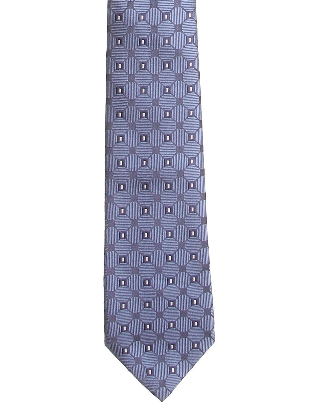 calvadoss men blue & white woven design broad tie